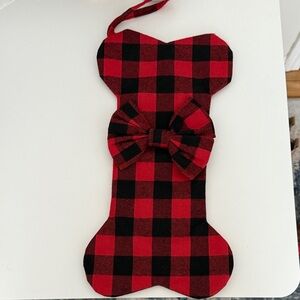 Red and Black Plaid Dog Bone Stocking